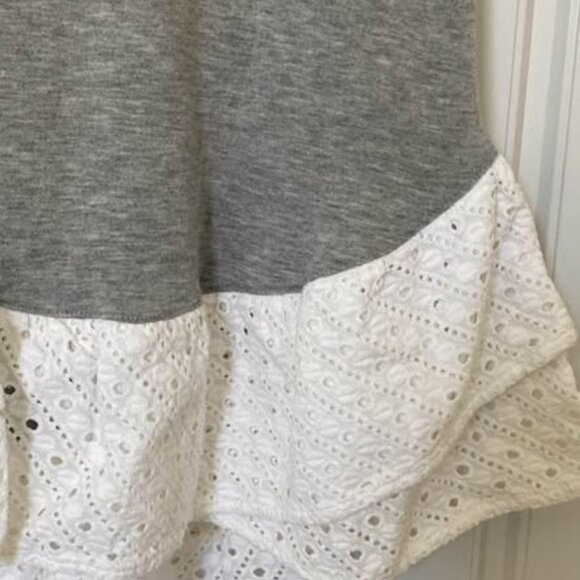 Grey T-Shirt Dress with White Ruffle Detail on Bottom Size Small - Picture 2 of 3